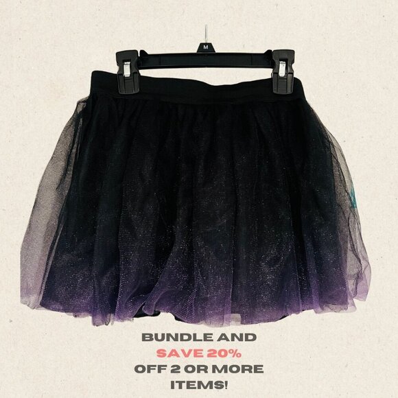 🎀 Adorable Girls Black Tutu Skirt with Purple Trim 🎀 - Picture 1 of 3